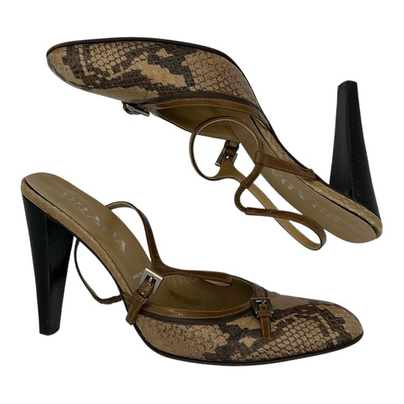 ❌SOLD Prada Leather Heels Size IT37 Snakeprint - Picture 4 of 6